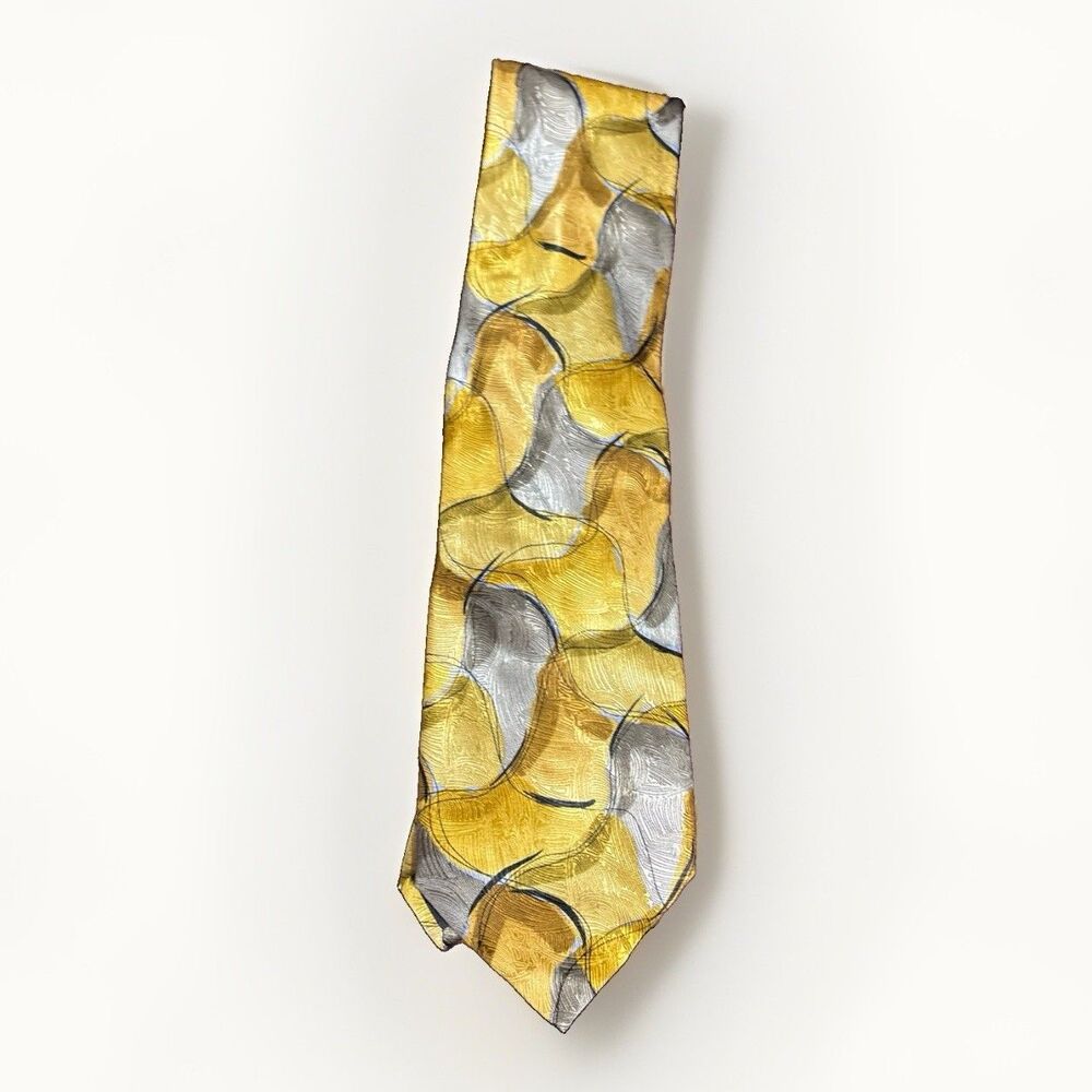 J Garcia 100% Silk Lizard Board  Collection Twenty -Seven  Neck Tie  Gold